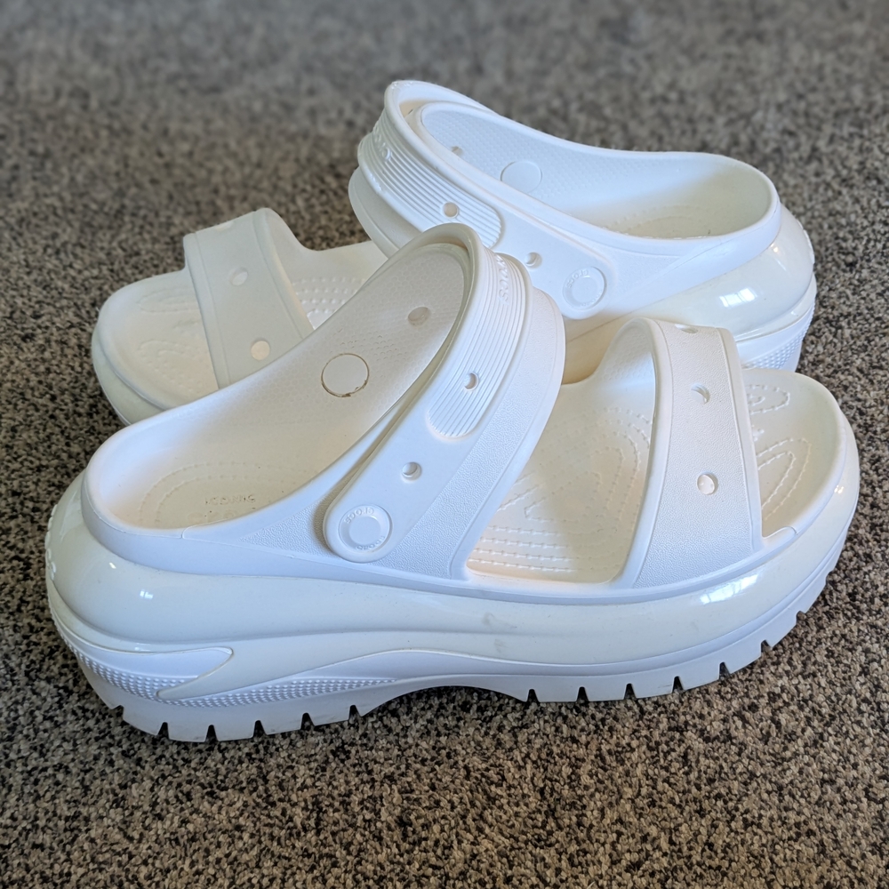 Crocs White Platform Clogs Mega Crush